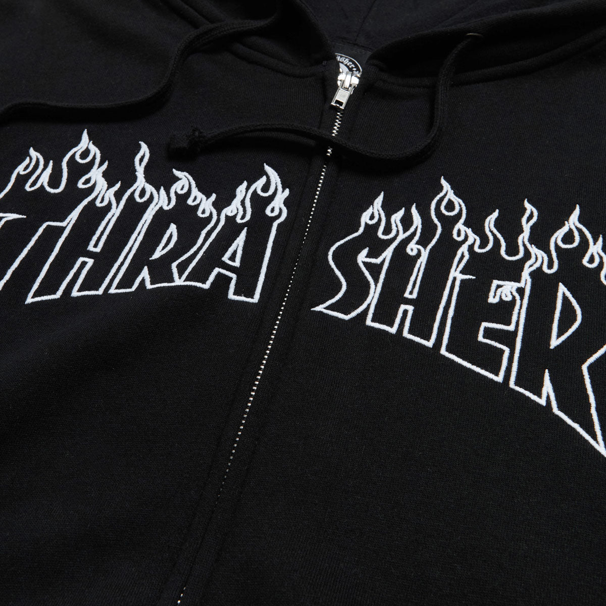Thrasher Flame Embroidered Zip Hoodie - Black image 2