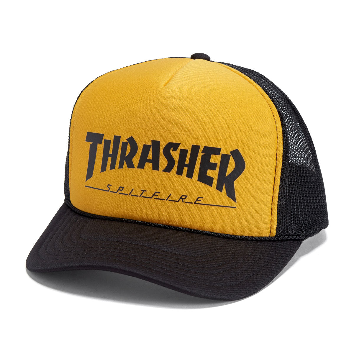 Thrasher x Spitfire Trucker Hat - Black/Gold/Black image 1