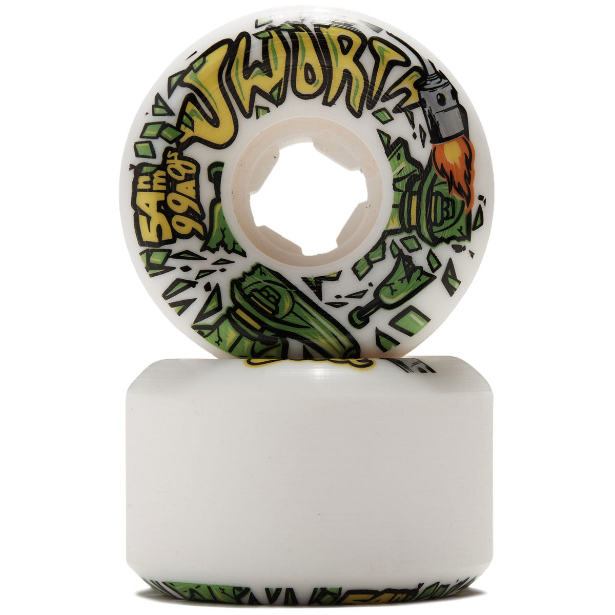 OJ John Worthington Elite Hardline 99a Skateboard Wheels - White - 54mm image 2