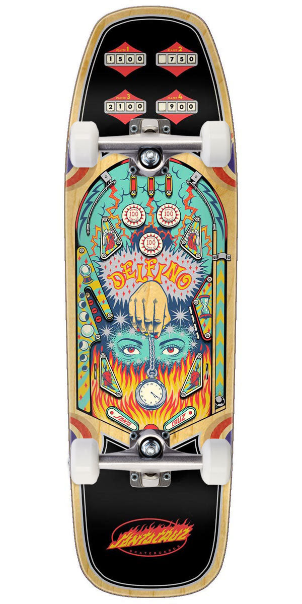 Santa Cruz Delfino Pinball Shaped Skateboard Complete - 9.14