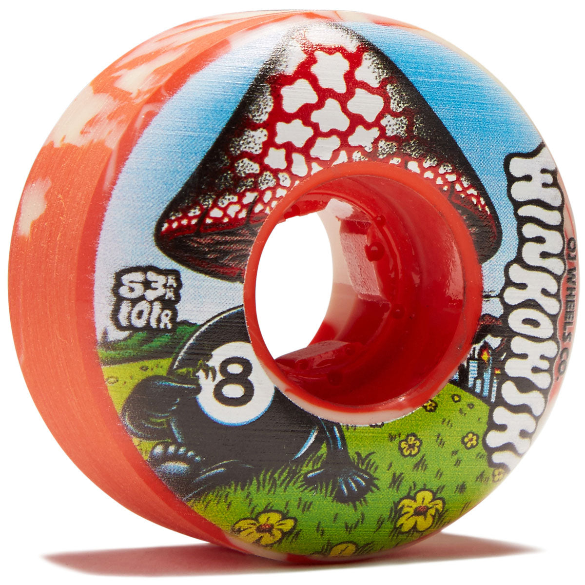 OJ Erick Winkowski Mushroom Elite EZ Edge 101a Skateboard Wheels - White/Red Swirl - 53mm image 1