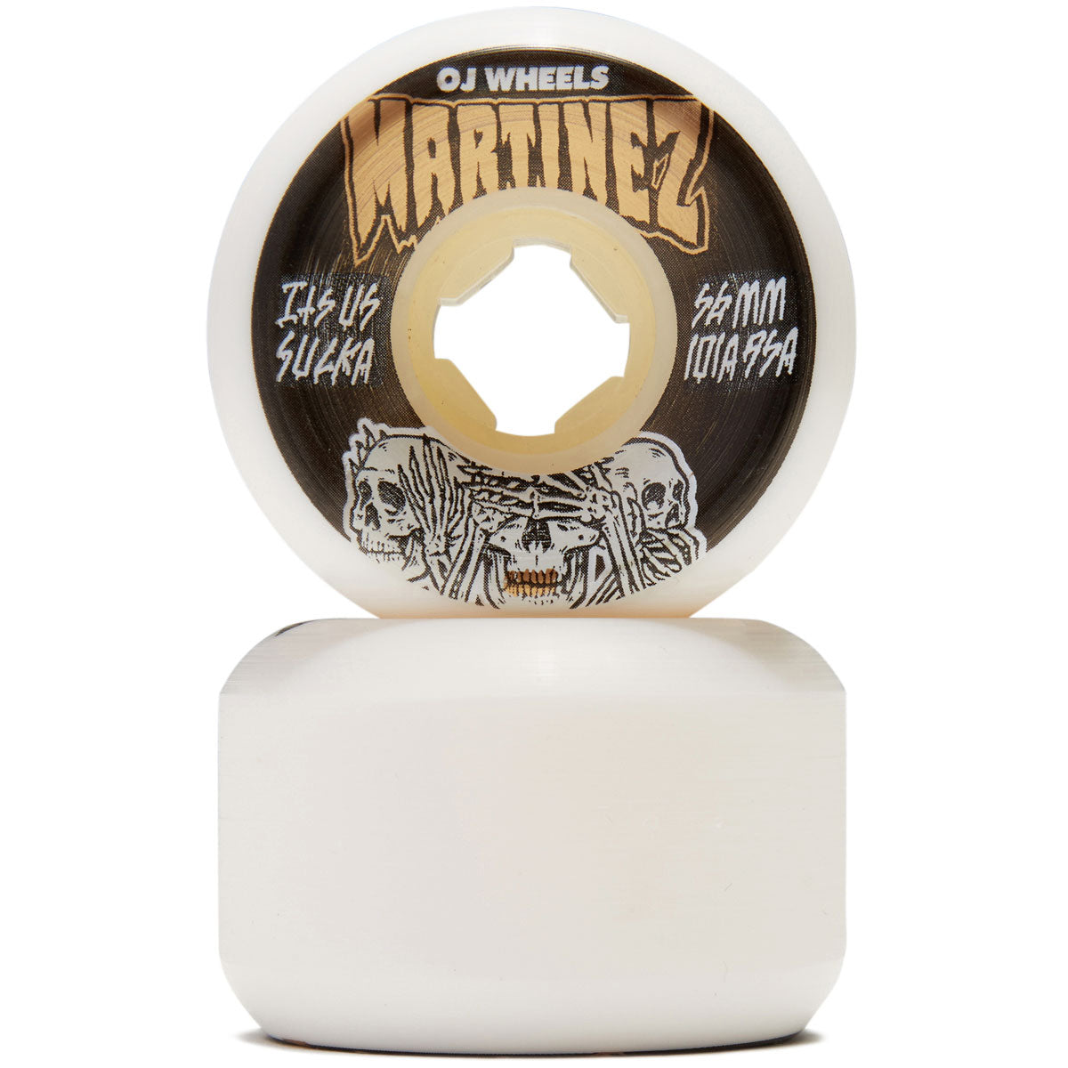 OJ Milton Martinez Hear No Evil Double Duro 101a/95a Skateboard Wheels - White - 56mm image 2