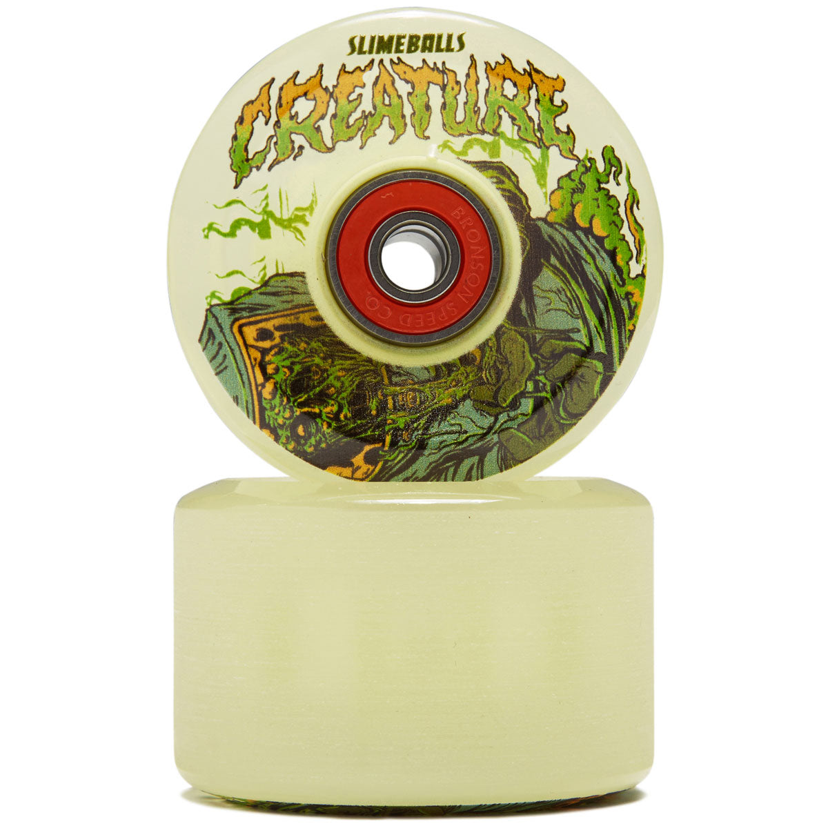 Slime Balls x Creature Atomic Light Ups OG Slime 78a Skateboard Wheels - Glow In The Dark - 60mm image 2