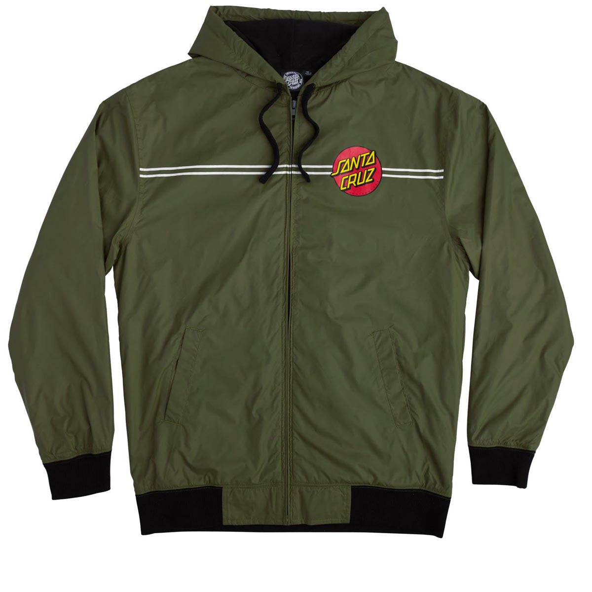 Santa Cruz Dot Hooded Windbreaker Jacket - Olive image 1