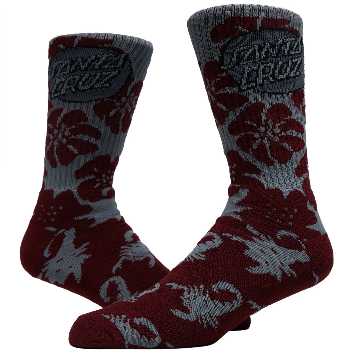 Santa Cruz Meyer Freestyle Mid Crew Socks - Burgundy image 2