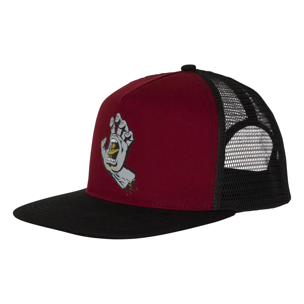 Santa Cruz Screaming Hand Front Mesh Trucker Hat - Burgundy/Grey/Gold image 1