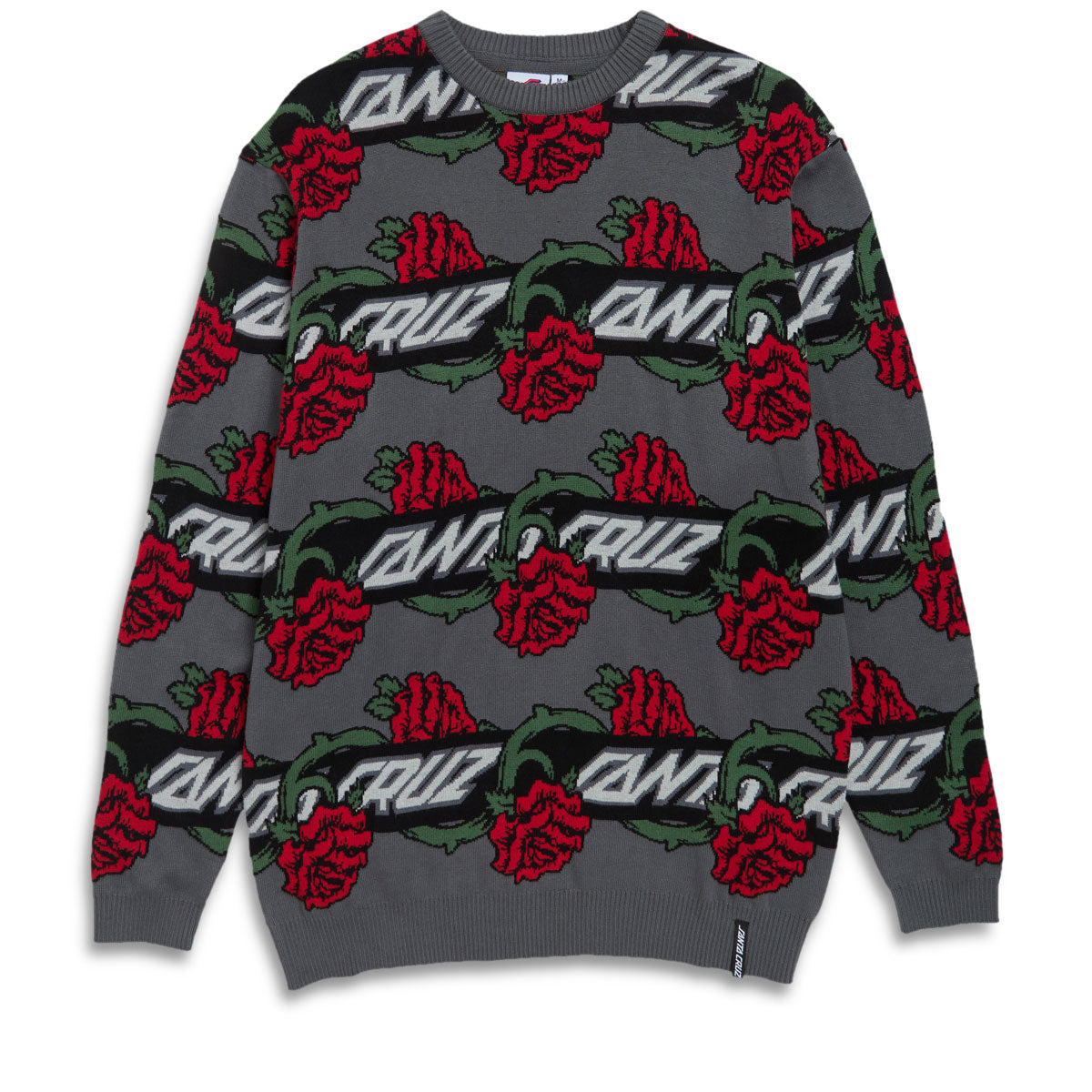 Santa Cruz Dressen Rose Vine Long Sleeve Crew Sweatshirt - Black image 1