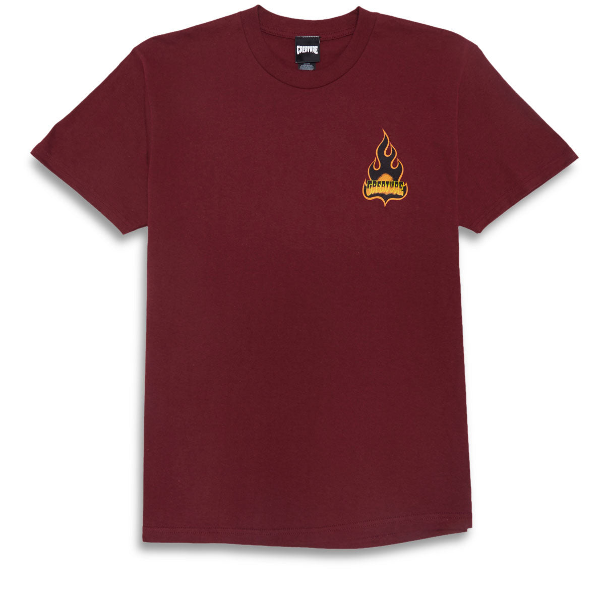 Creature Logo Flame T-Shirt - Burgundy image 1