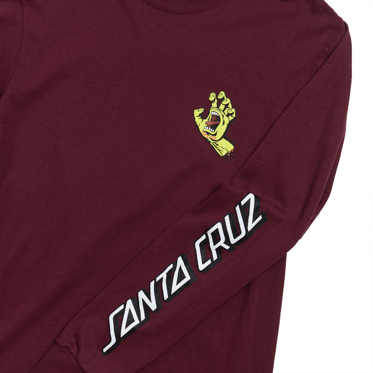 Santa Cruz Screaming Hand Long Sleeve T-Shirt - Ath Maroon/Neon image 3