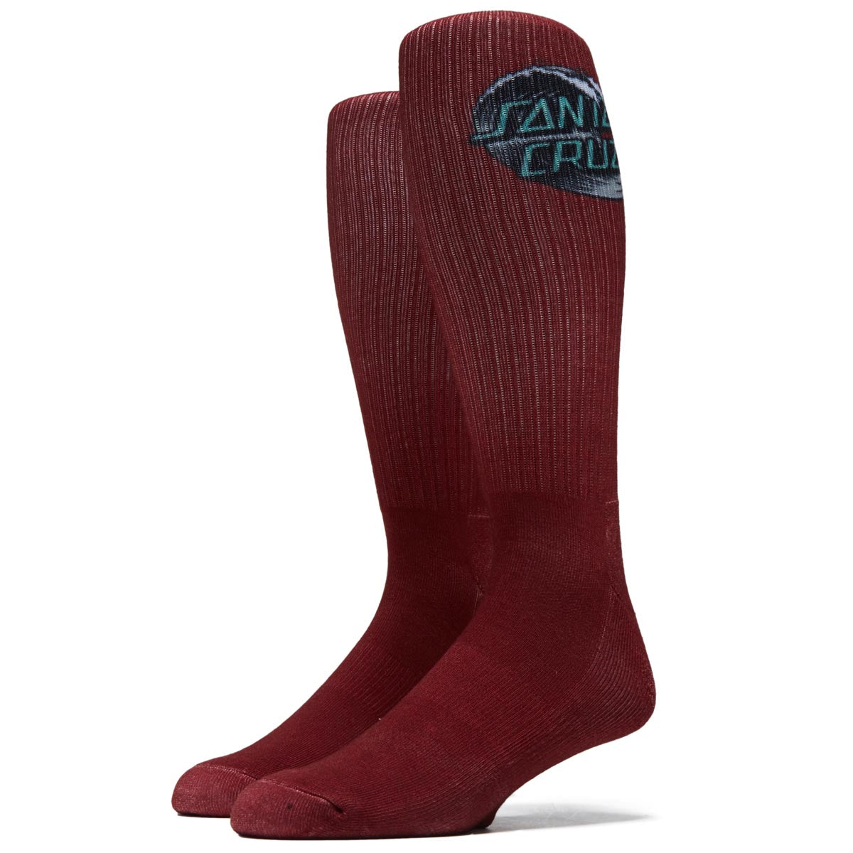 Santa Cruz Wave Dot Crew Socks - Burgundy/Grey/Teal image 1