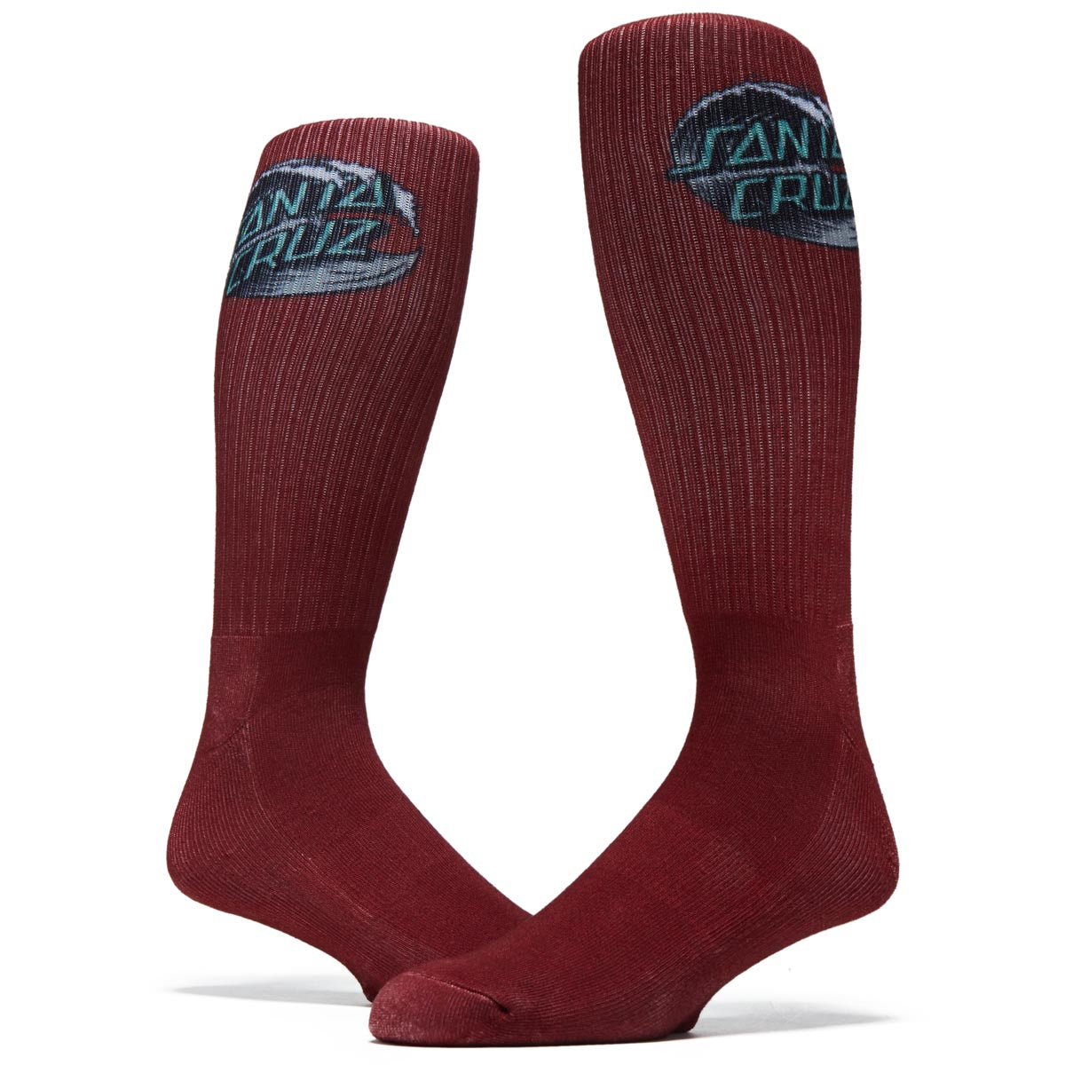 Santa Cruz Wave Dot Crew Socks - Burgundy/Grey/Teal image 2