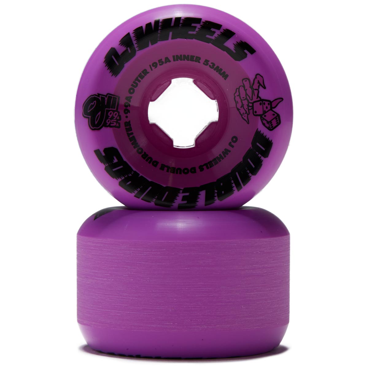 OJ Double Duro 99a/95a Skateboard Wheels - Purple - 53mm image 2