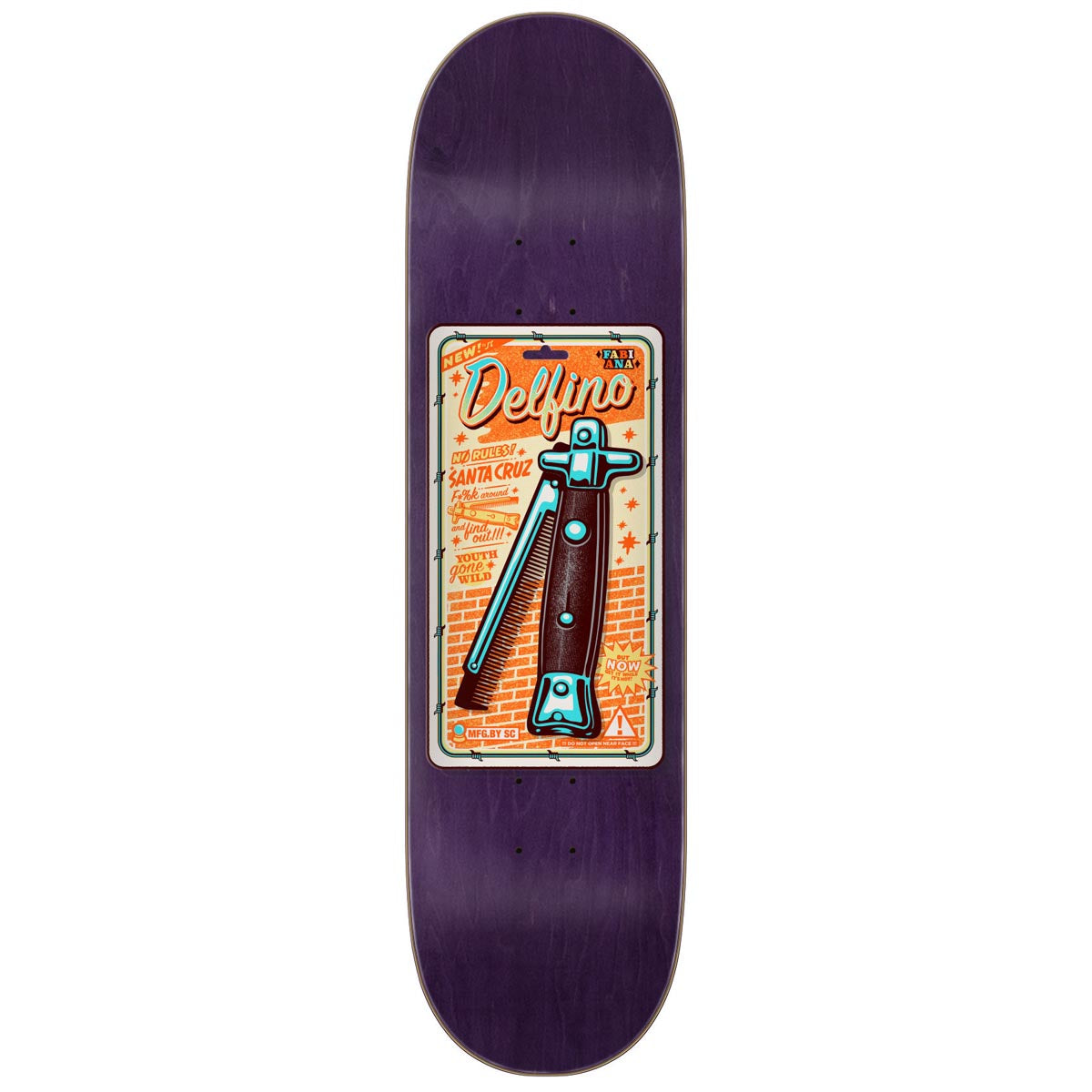 Santa Cruz Delfino Switchblade Comb Skateboard Deck - 8.25