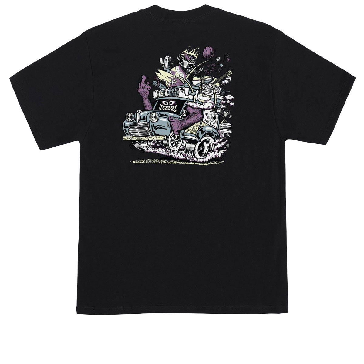 Santa Cruz Johnson Beast Wagon Stripes T-Shirt - Black image 1