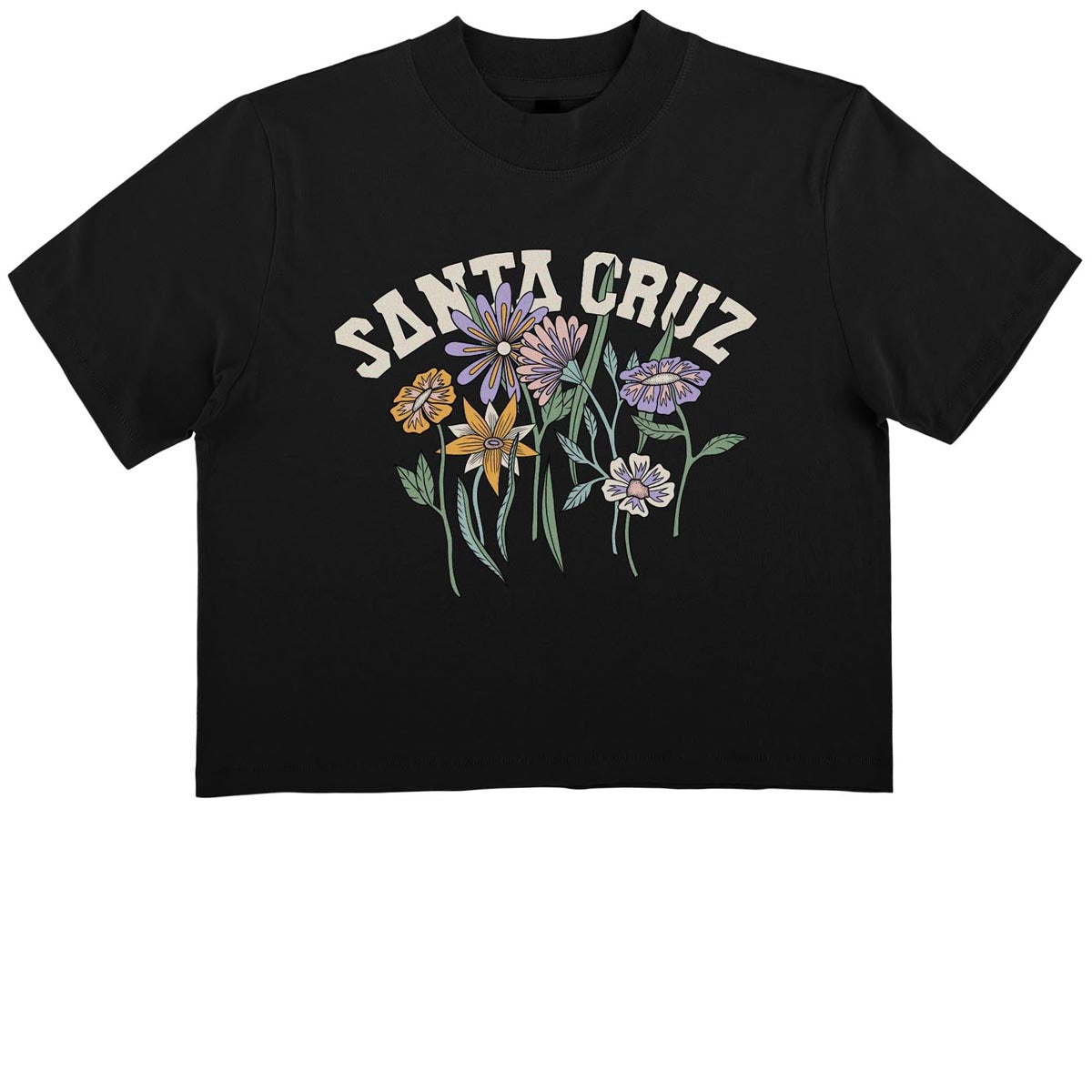 Santa Cruz Womens Field Strip Cropped T-Shirt - Black image 1