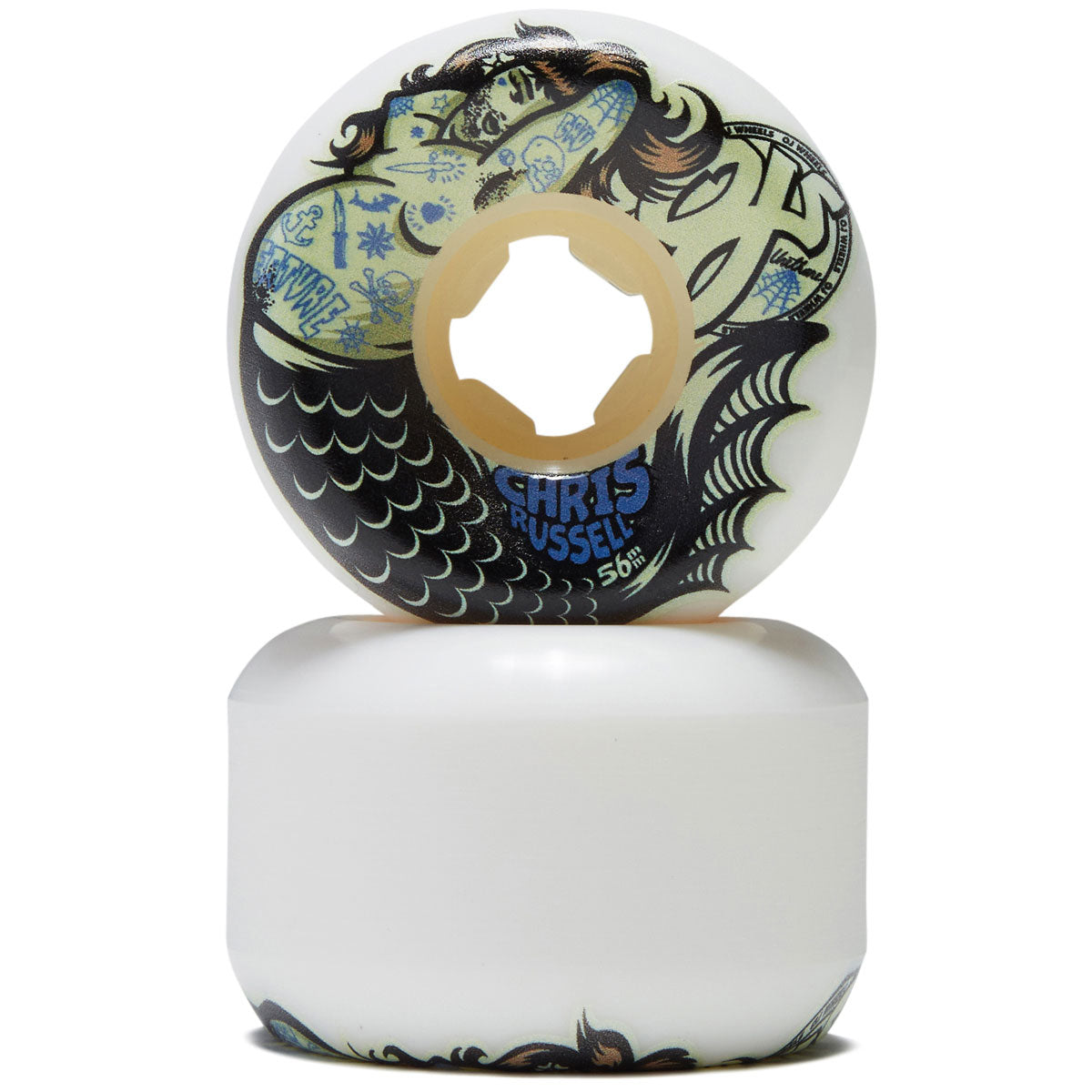 OJ Chris Russell Sexy Mermaid Double Duro Mini Combo 99a/95a Skateboard Wheels - White - 56mm image 2