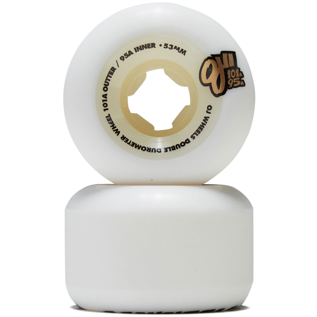 OJ Double Duro Mini Combo 101a/95a Skateboard Wheels - White/White - 53mm image 2