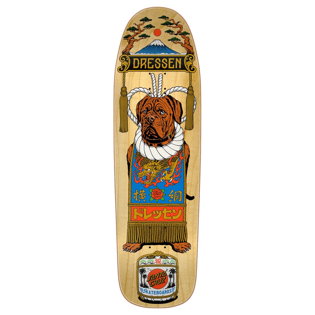 Santa Cruz Dressen Sumo Dog Shaped Skateboard Deck - 9.30