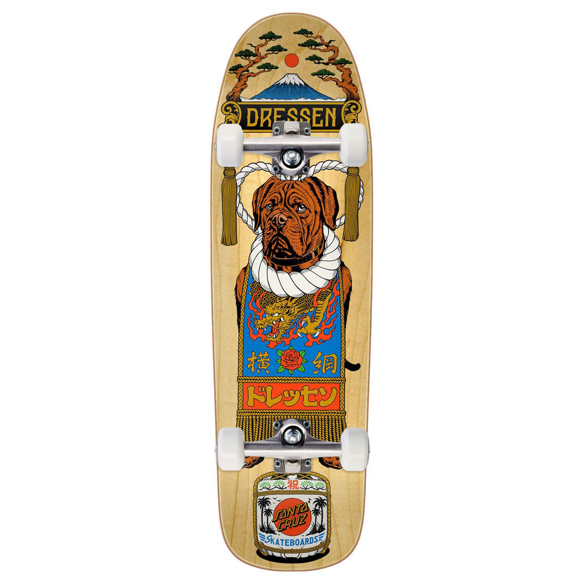 Santa Cruz Dressen Sumo Dog Shaped Skateboard Complete - 9.30