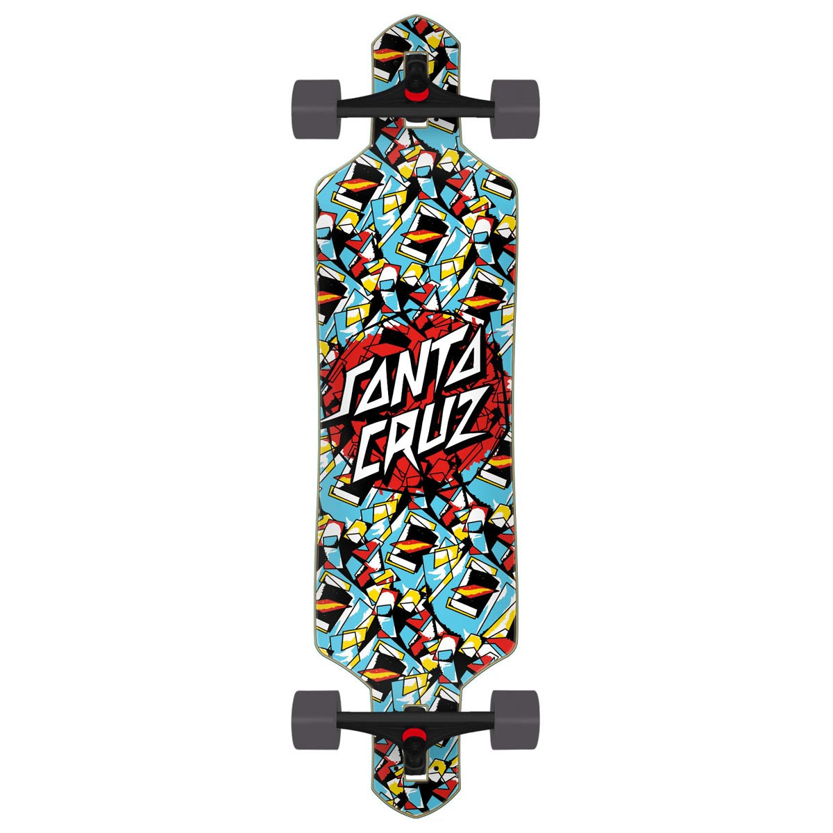 Santa Cruz Screaming Scratched Hand Dot Drop Thru Pre-Built Longboard Complete - 9.00