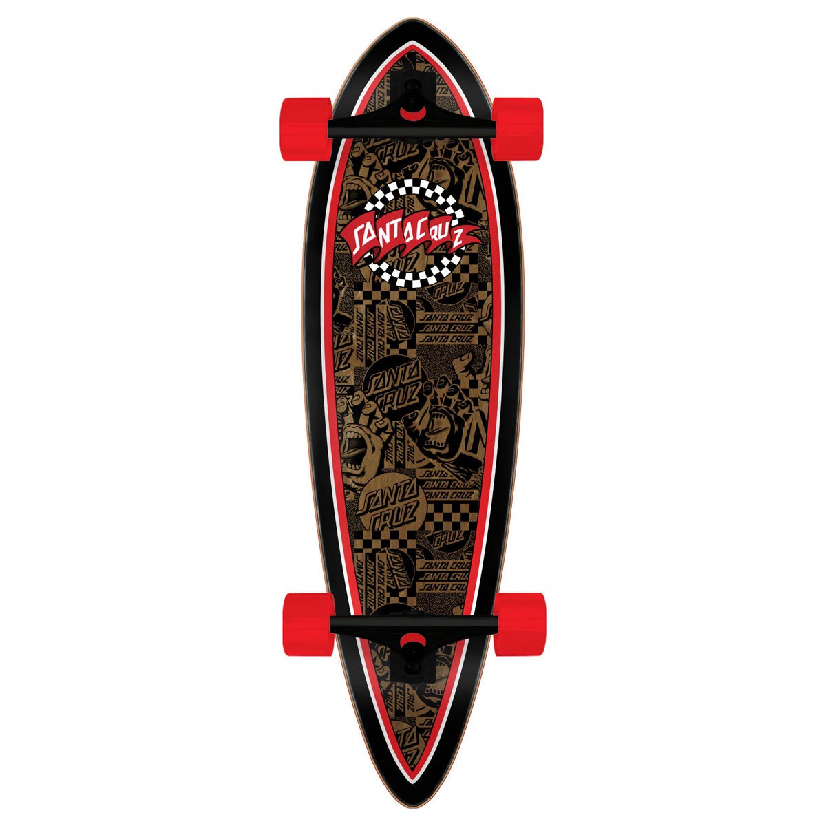 Santa Cruz Banner Check Route Pintail Pre-Built Cruzer Longboard Complete - 9.20