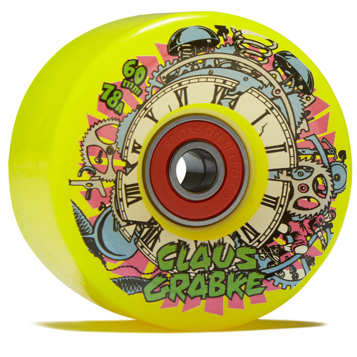 Slime Balls Claus Grabkelight Light Ups OG Slime 78a Skateboard Wheels - Neon Yellow - 60mm image 1