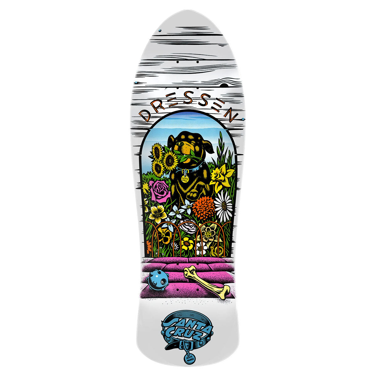 Santa Cruz Dressen Pup Reissue Skateboard Deck - White - 9.50