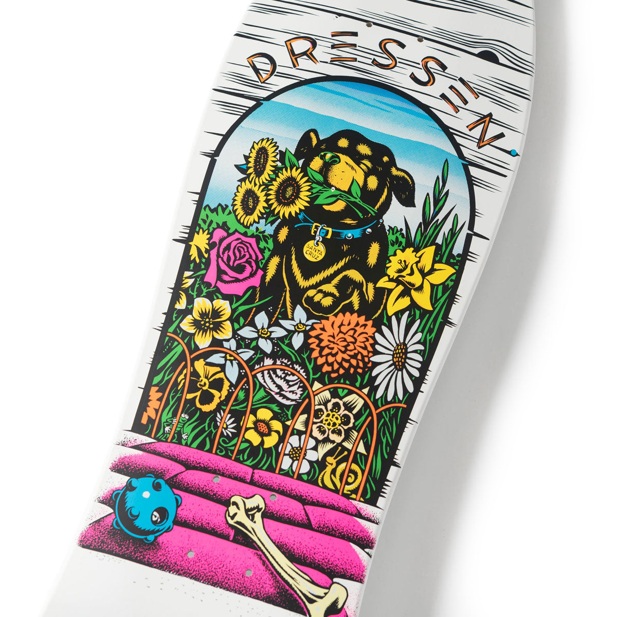 Santa Cruz Dressen Pup Reissue Skateboard Complete - White - 9.50