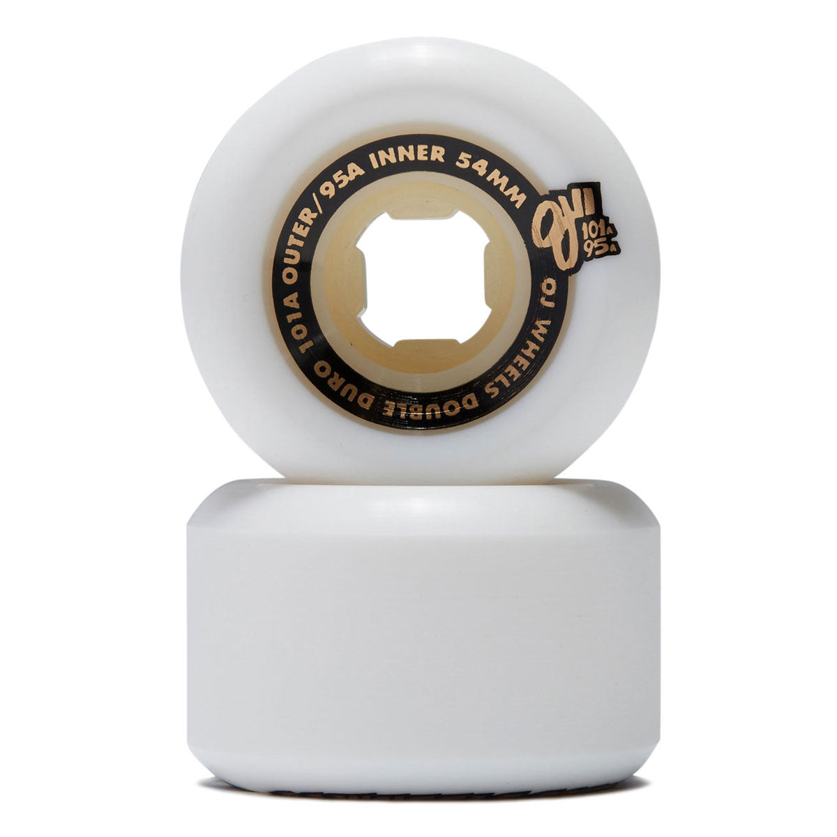 OJ Double Duro Hardline 101a/95a Skateboard Wheels - White - 54mm image 2