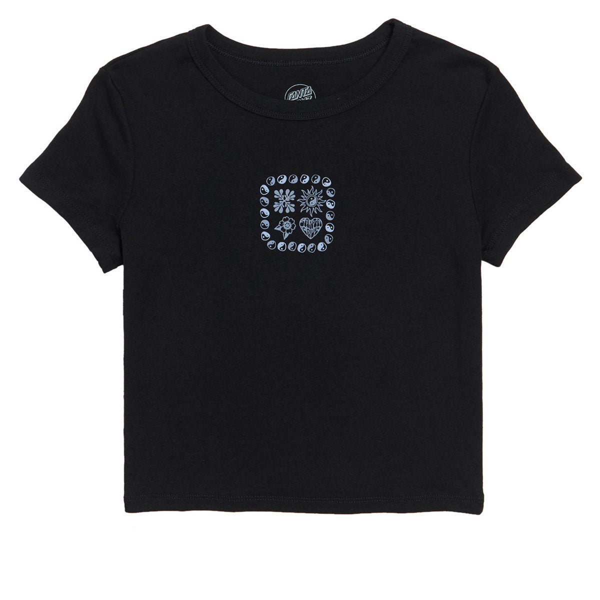 Santa Cruz Womens Strange Heart Center Cropped T-Shirt - Black image 1
