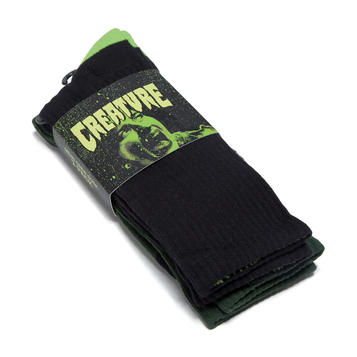 Creature Logo 2 Pack Of Socks - Black/Green image 2
