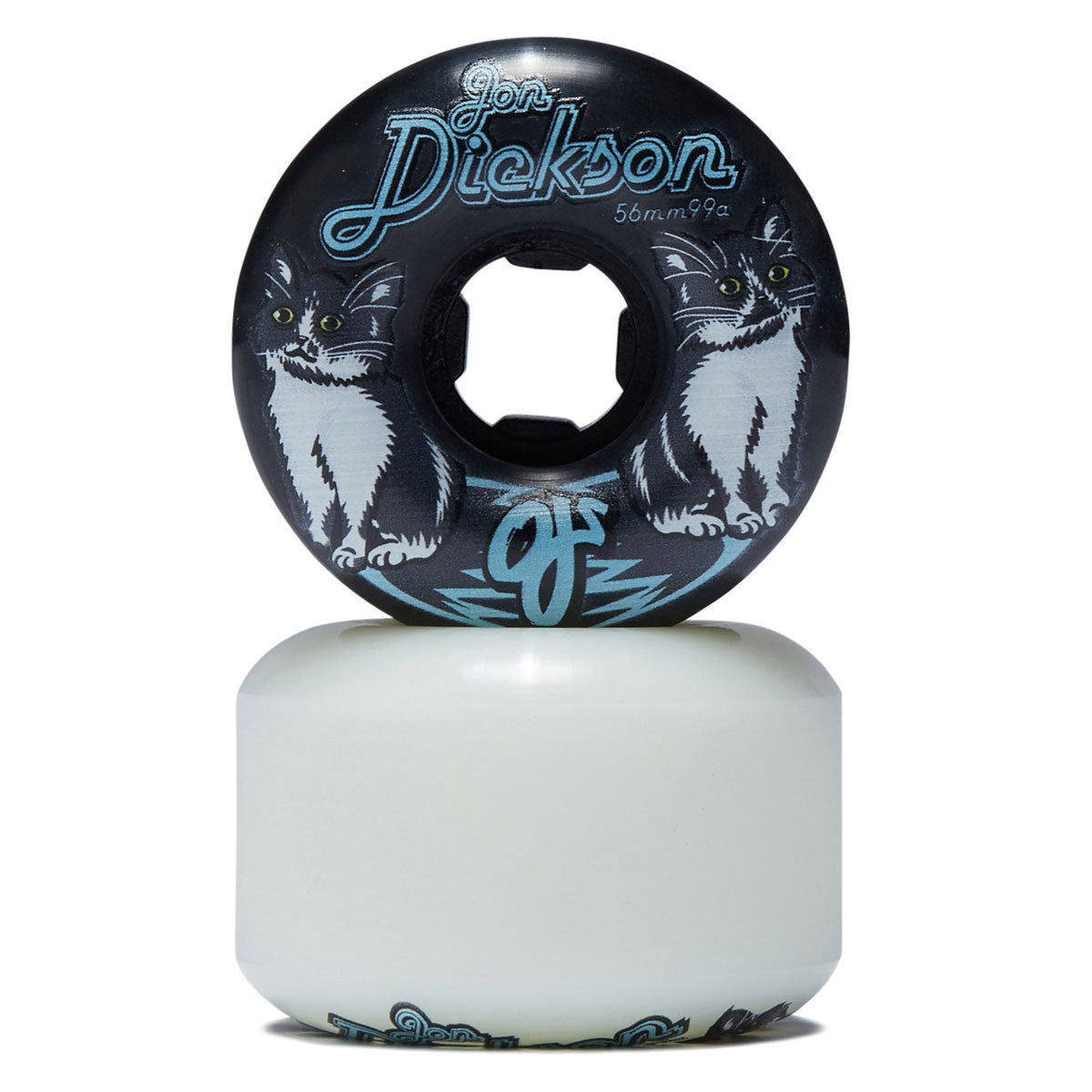 OJ Jon Dickson Cat Chubbies 99a Skateboard Wheels - White/Black - 56mm image 2