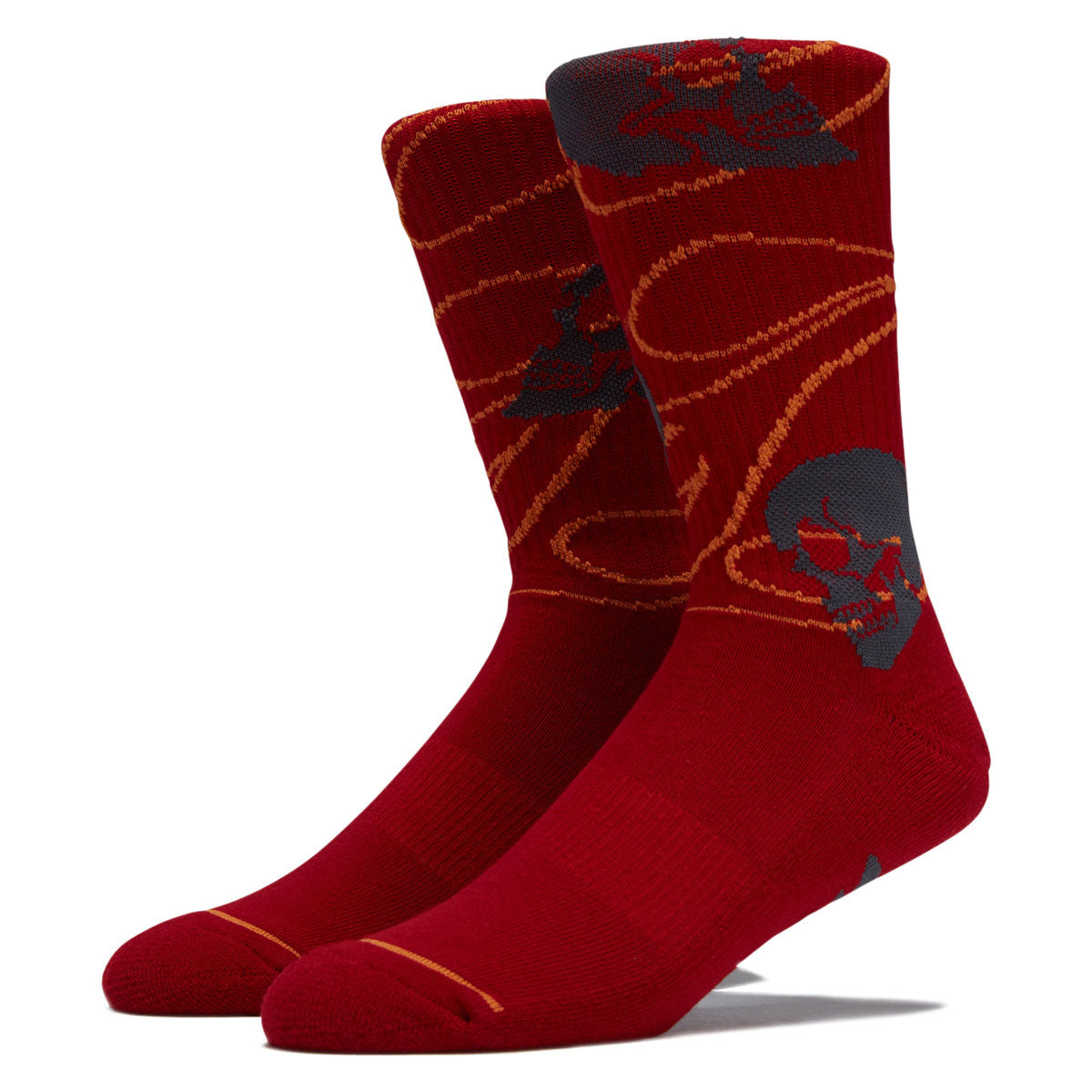 Creature Spiral Skull Crew Socks - Burgundy image 1