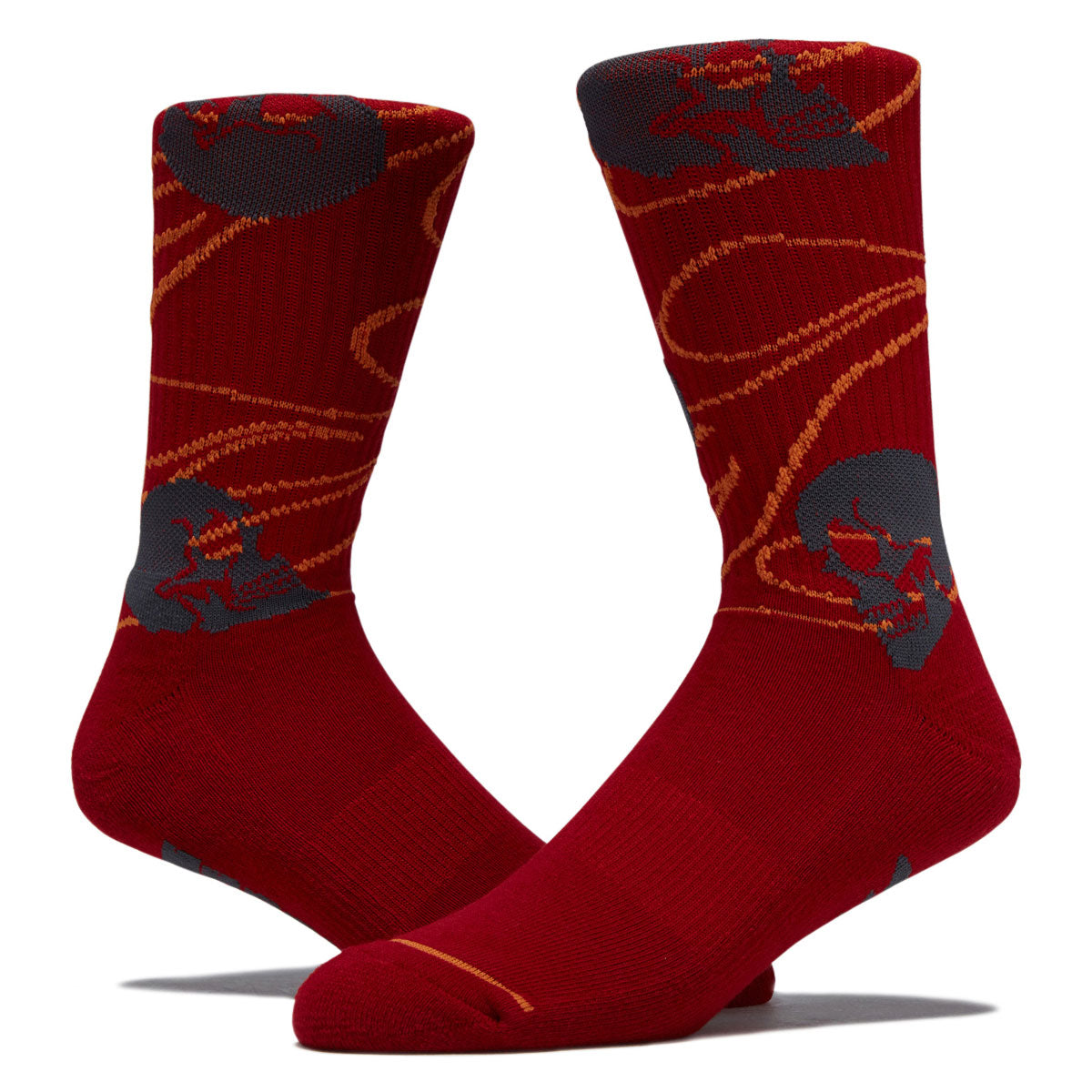 Creature Spiral Skull Crew Socks - Burgundy image 2