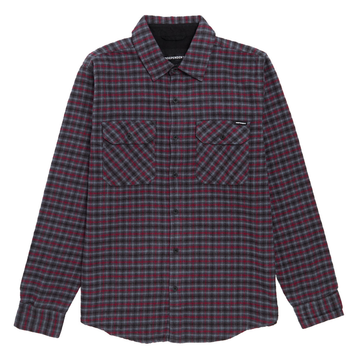Independent Belmont Long Sleeve Flannel Shirt - Grey/Red/Black image 1