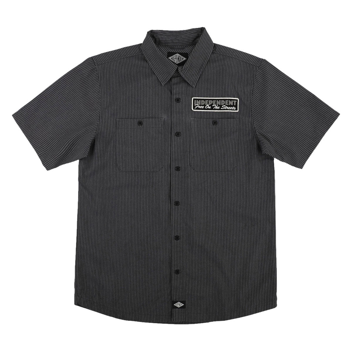 Independent Free On The Streets Shirt - Ash/Black Stripes image 1