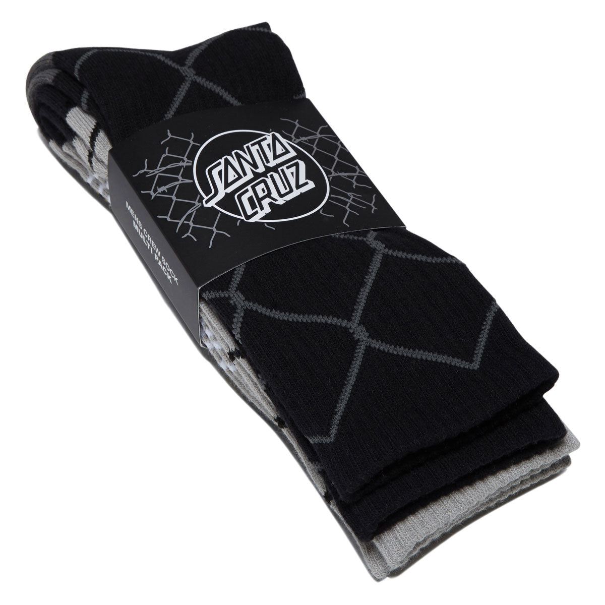 Santa Cruz Spot Chain Crew 2 Pack Of Socks - Black/Grey Multi image 2
