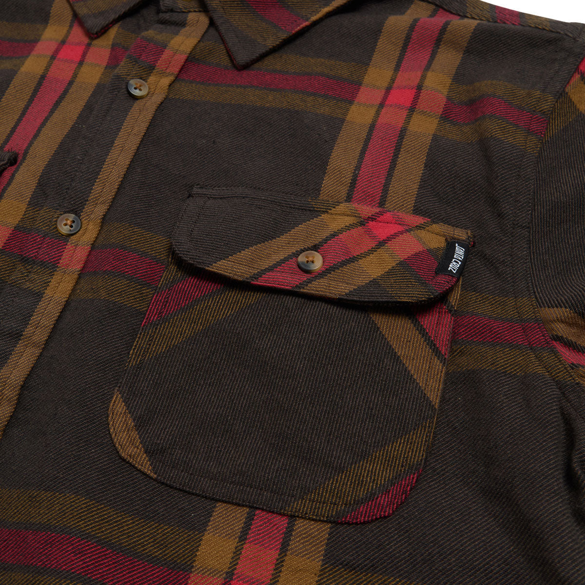 Santa Cruz Classic Long Sleeve Flannel Shirt - Brown/Red Plaid image 2