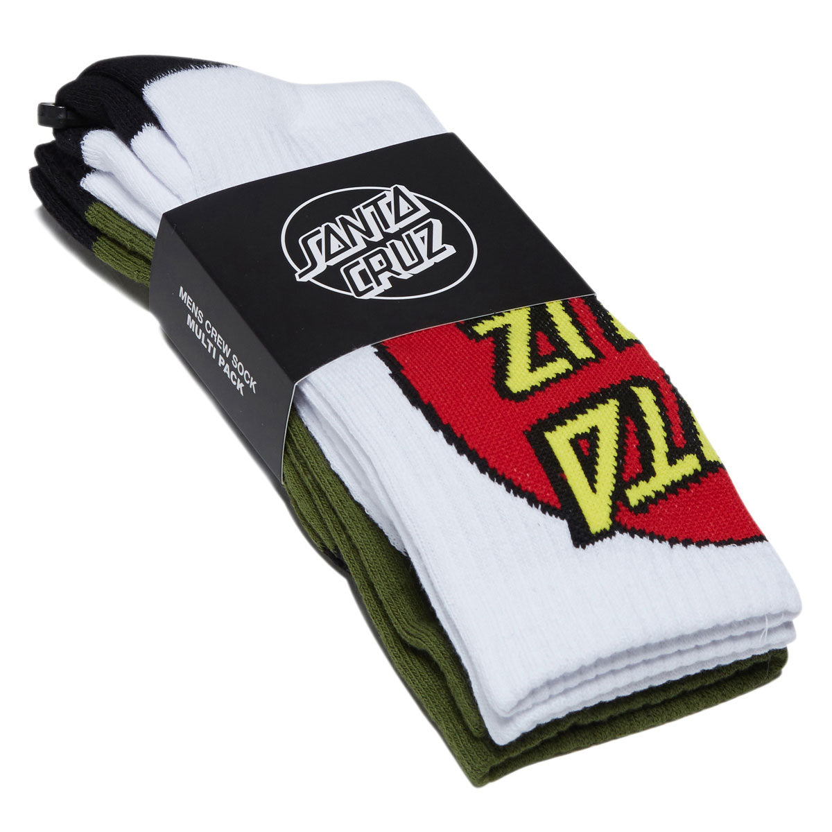 Santa Cruz Big Cruz Crew 2 Pack Of Socks - White/Army Multi image 2