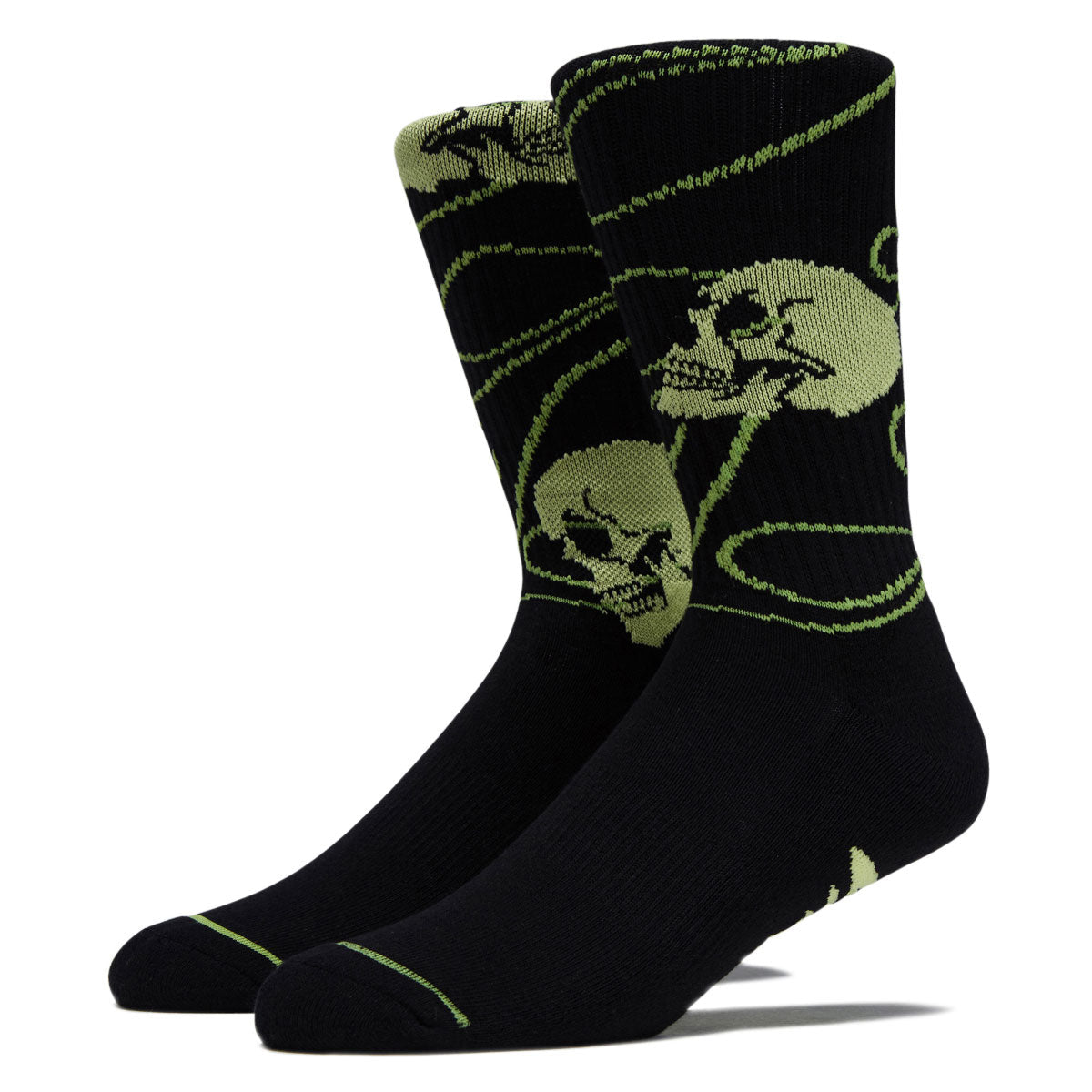 Creature Spiral Skull Crew Socks - Black image 1