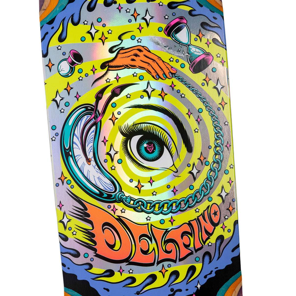 Santa Cruz Delfino Pinball Vision Pro Shaped Skateboard Deck - 9.14