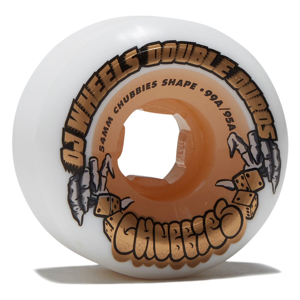 OJ Team Double Duro Chubbies 99a/95a Skateboard Wheels - White/Gum - 54mm image 1