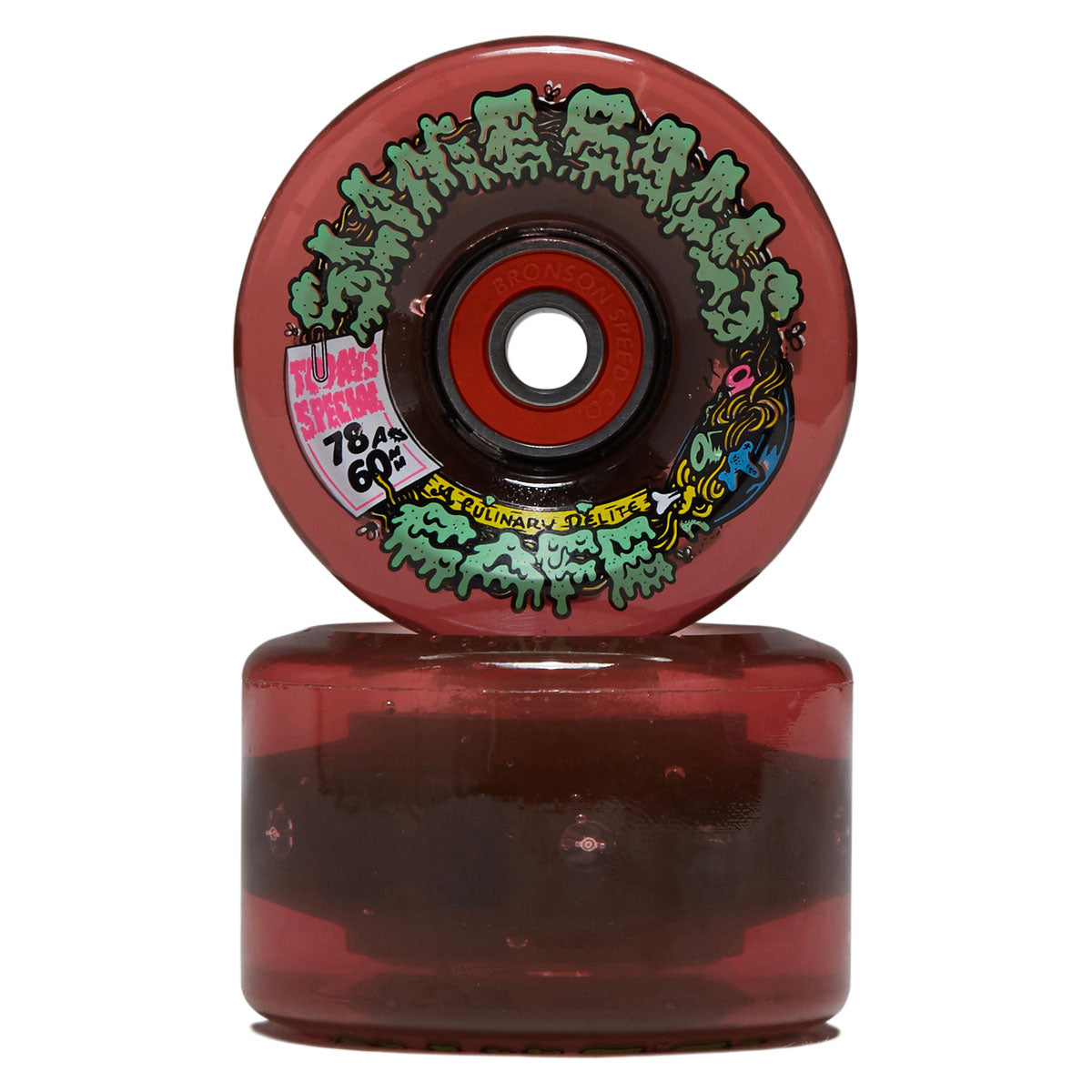 Slime Balls SB Cafe Light Ups OG Slime 78a Skateboard Wheels - Red - 60mm image 2