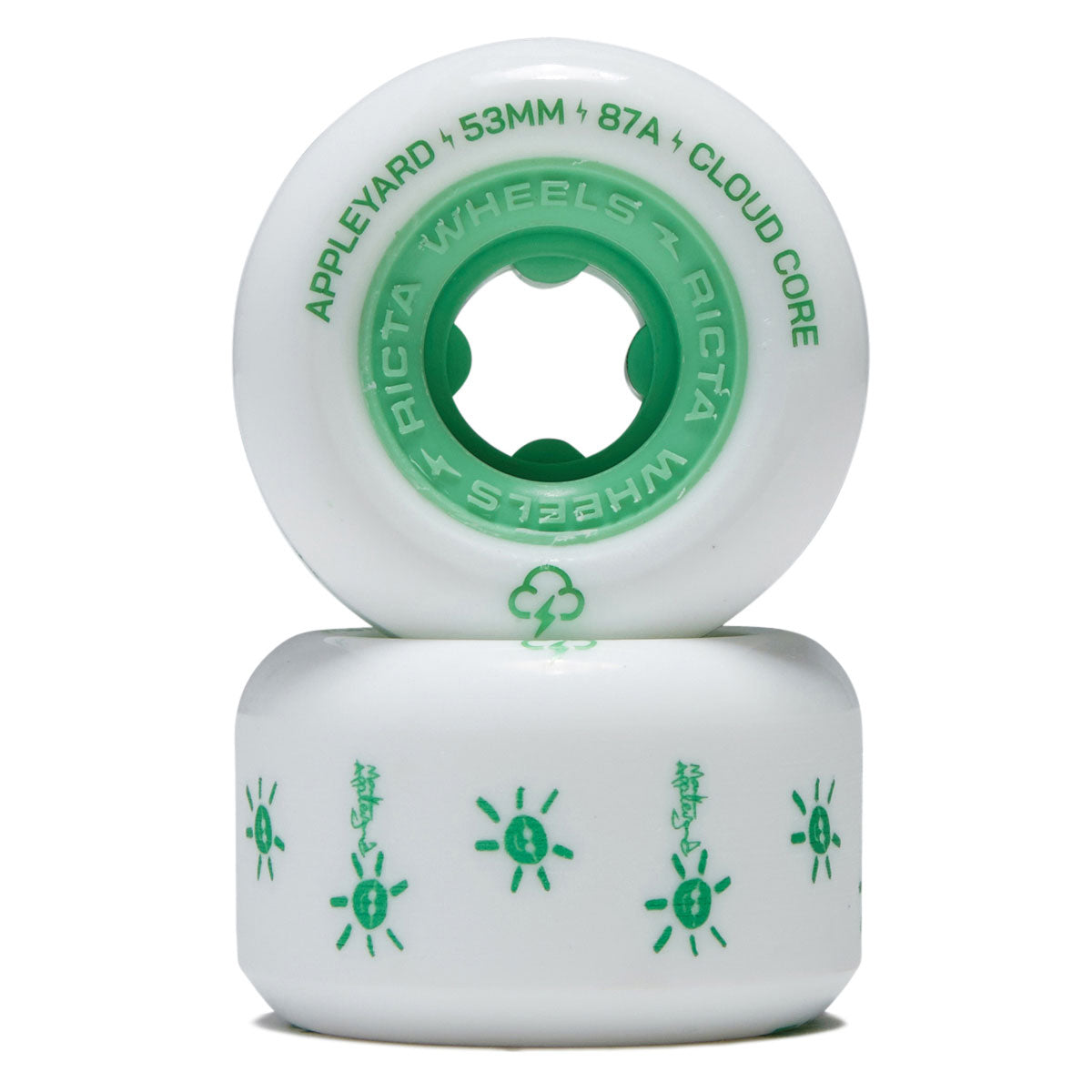 Ricta Mark Appleyard Clouds Seafoam 87a Skateboard Wheels - White - 53mm image 2