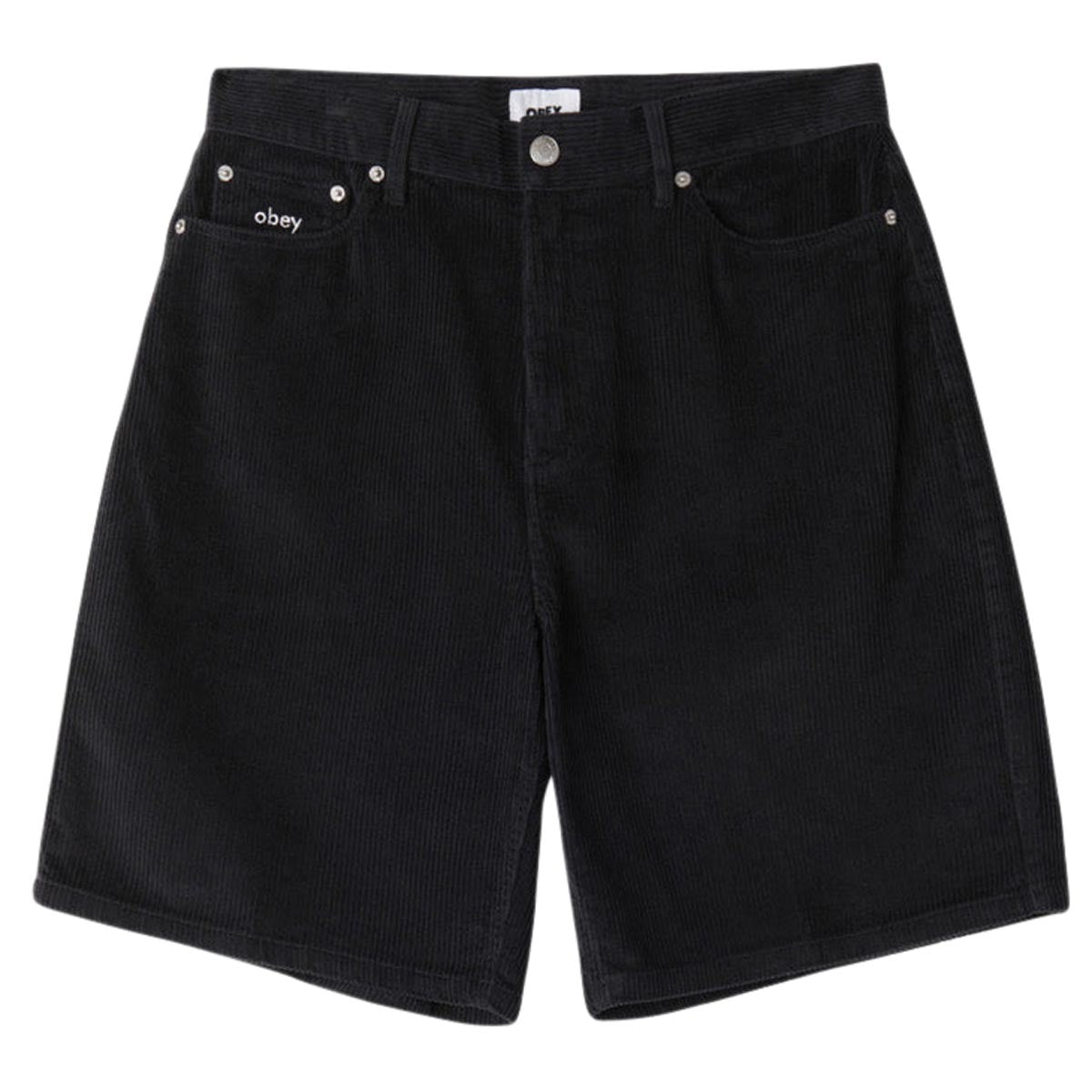 Obey Bigwig Baggy Corduroy Shorts - Digital Black image 1