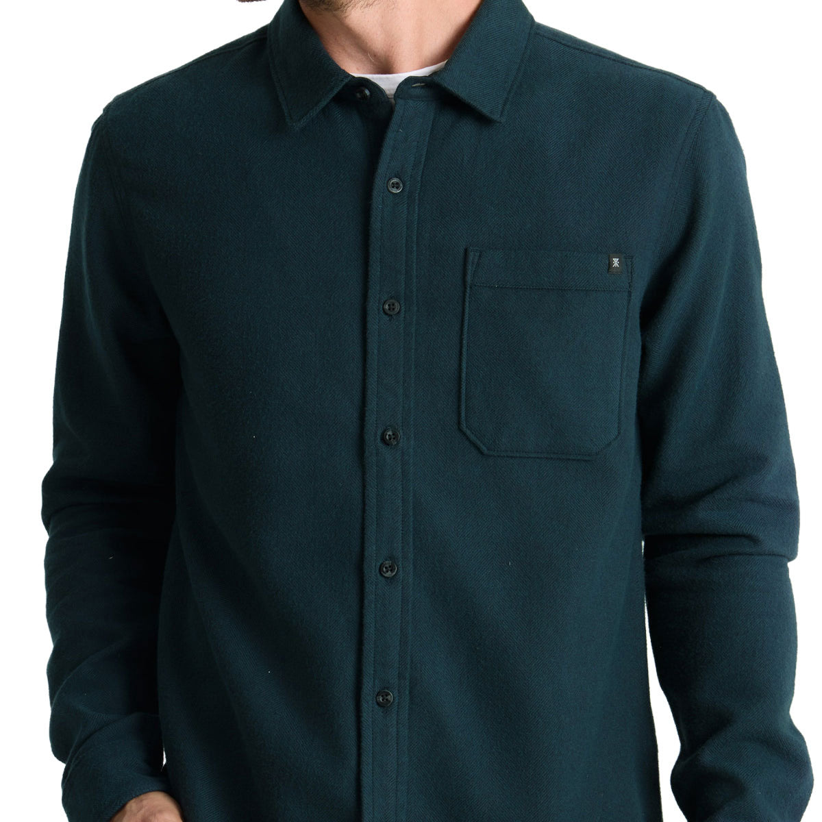 Roark Crossroads Flannel Shirt - Deep Navy Herringbone image 3