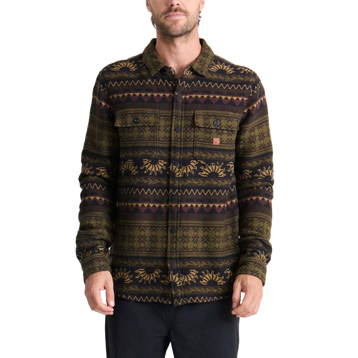 Roark Nordsman Jacquard Long Sleeve Shirt - Dark Military image 1