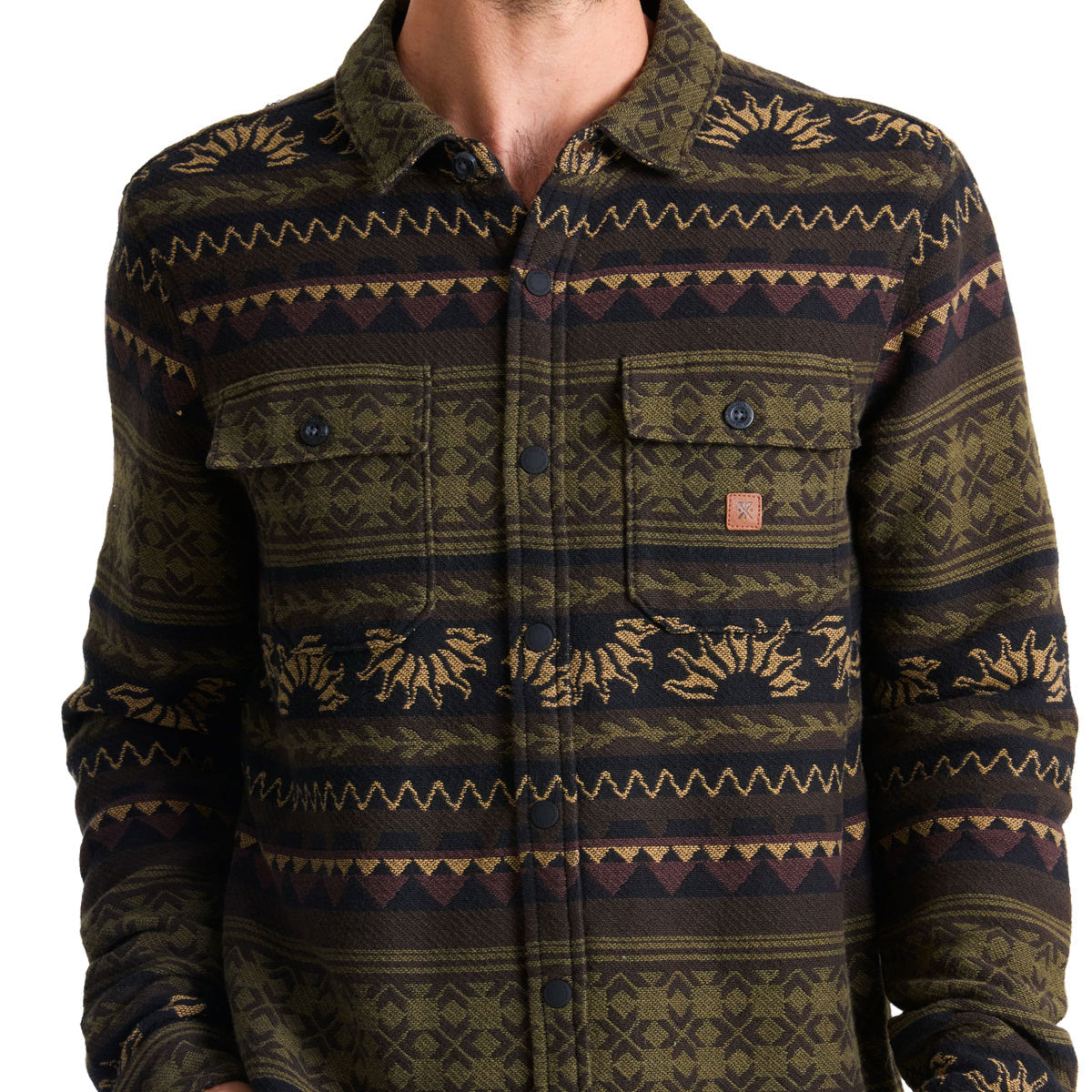 Roark Nordsman Jacquard Long Sleeve Shirt - Dark Military image 3