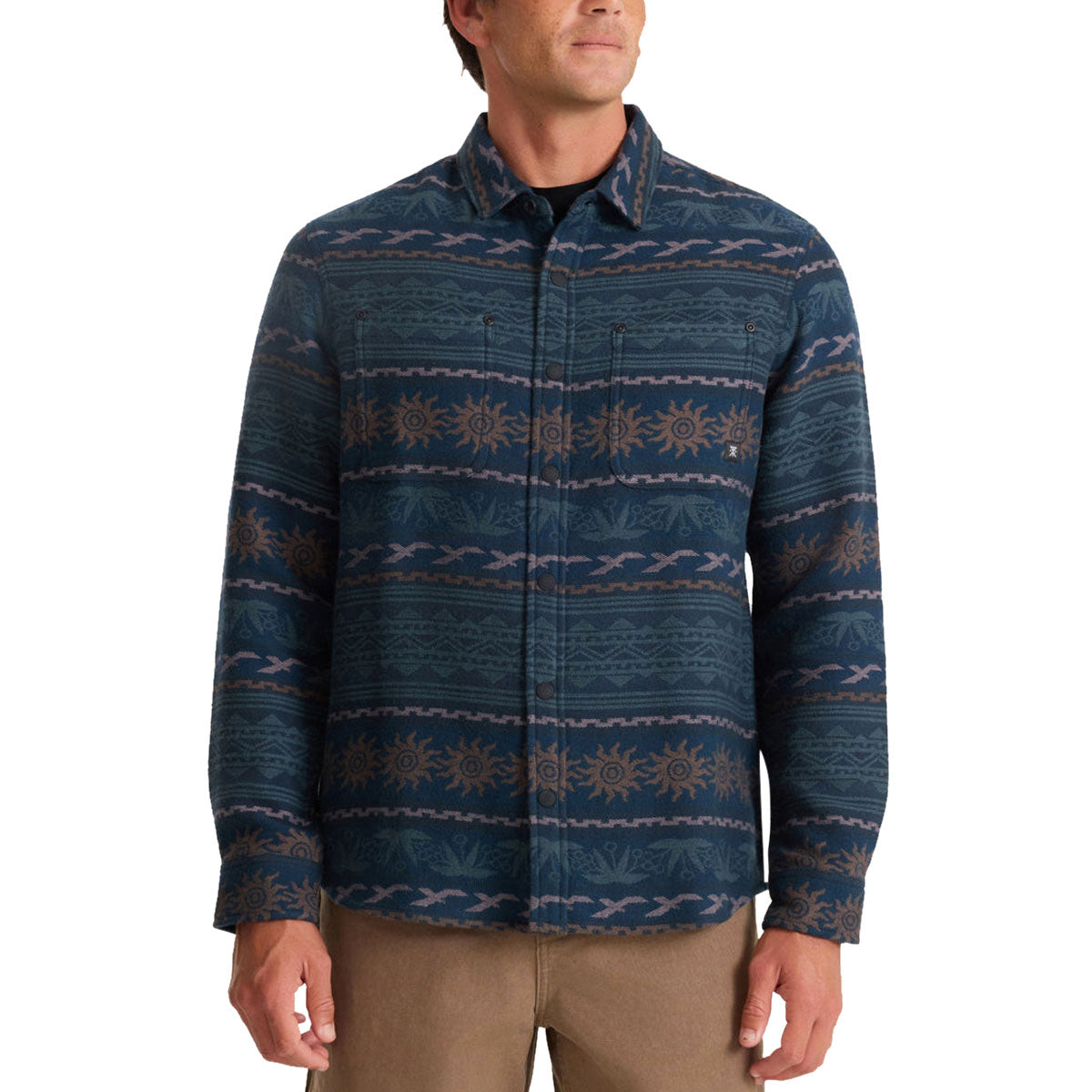 Roark Journey Jacquard Flannel Shirt - Navy image 1