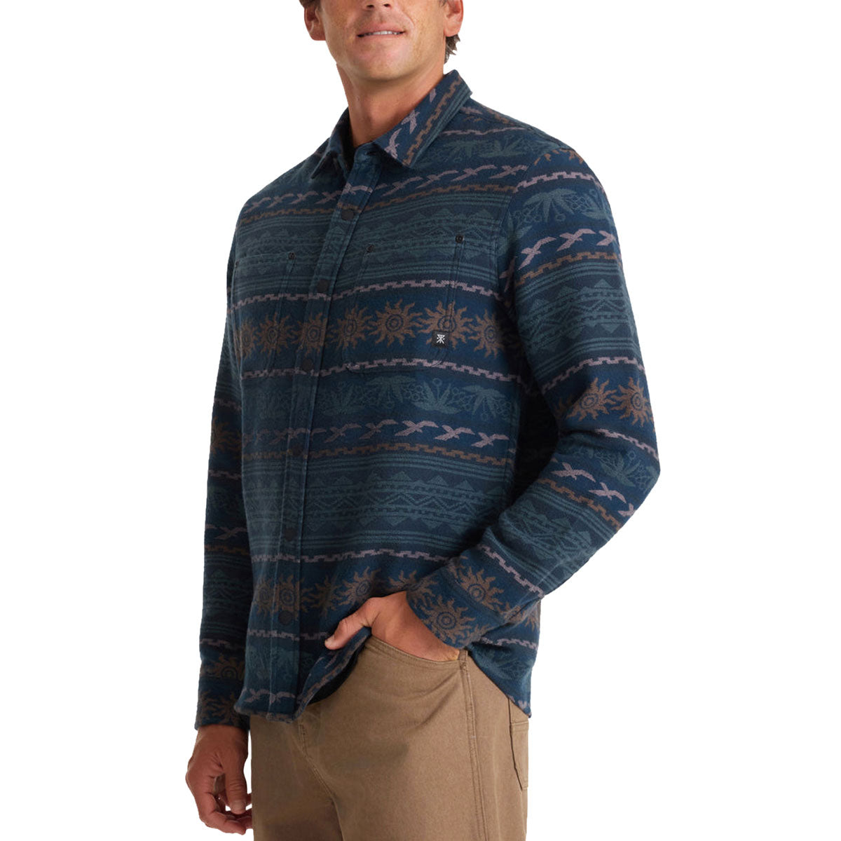 Roark Journey Jacquard Flannel Shirt - Navy image 3